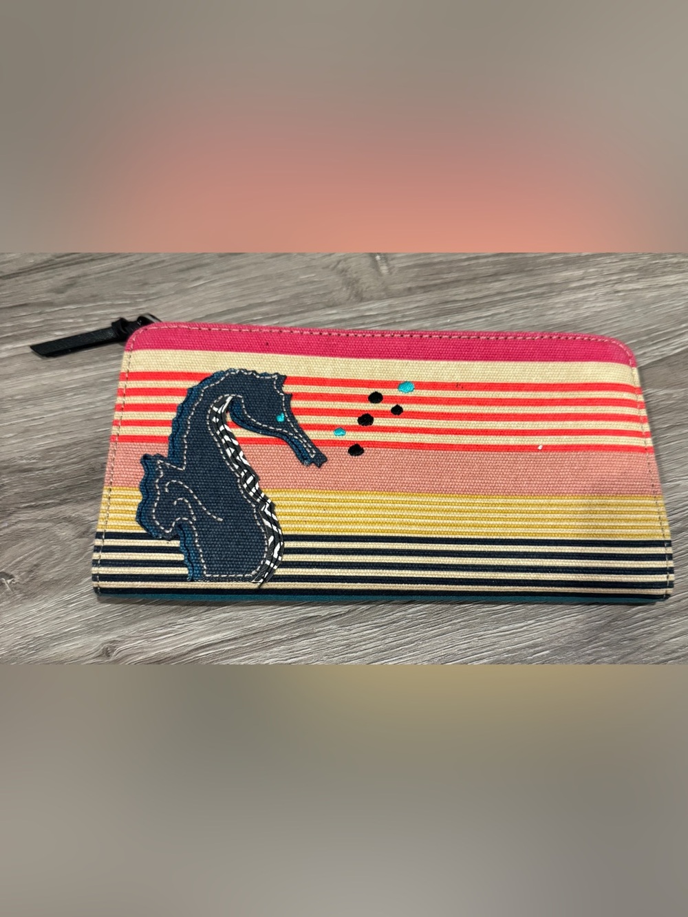 Relic Striped Seahorse Canvas Clutch Wallet - New
